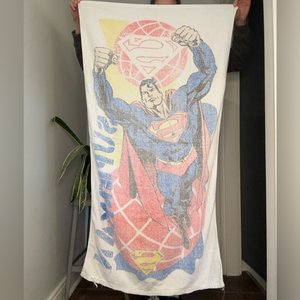 Superman Graphic Towel 1990's Superman Beach Towel RARE - Picture 2 of 12